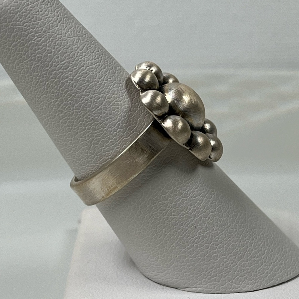 925 Solid Sterling Silver Brushed Matte Flower Be… - image 2